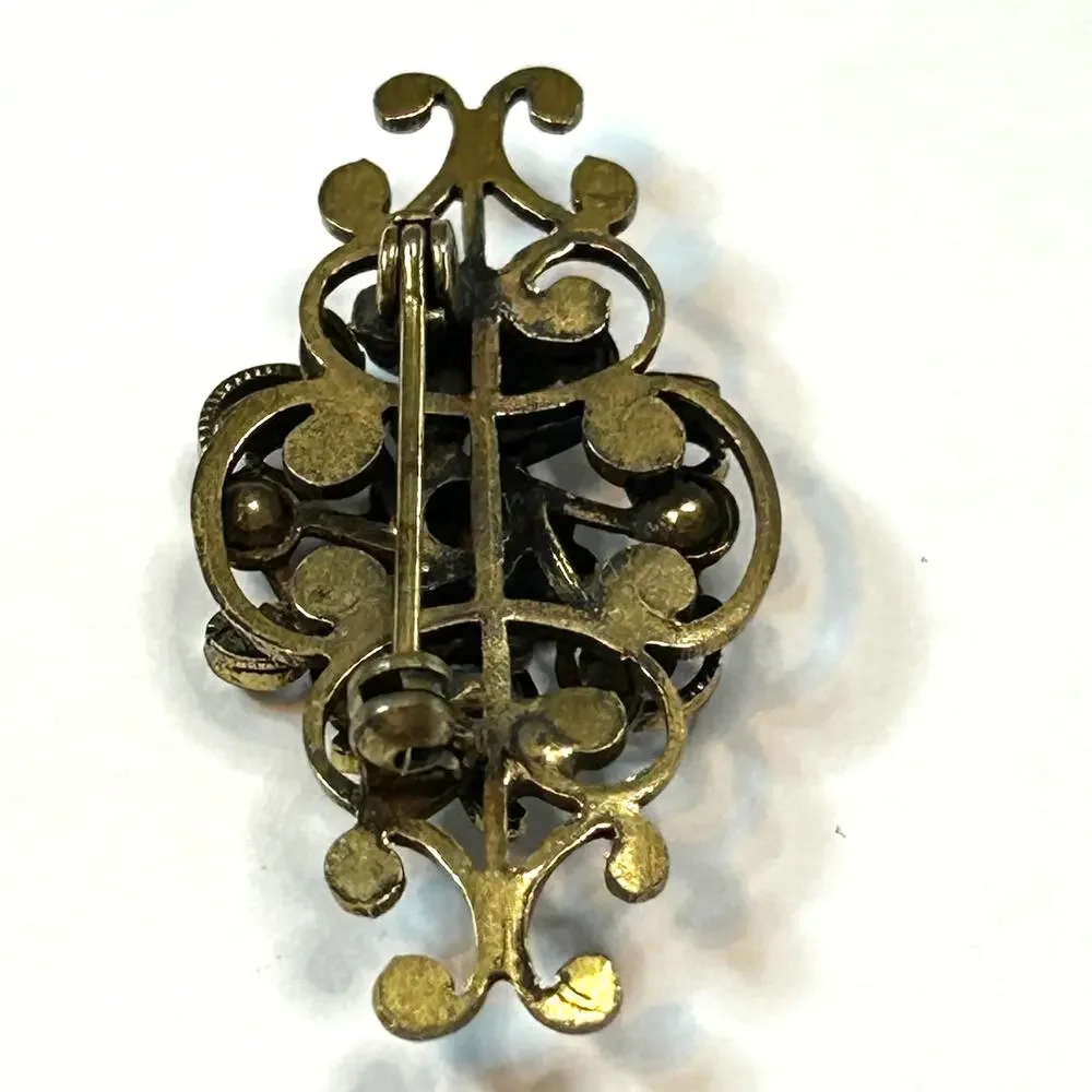 Vintage Stacked Filigree Enamel Daisy Flowers Brooch Pin‎